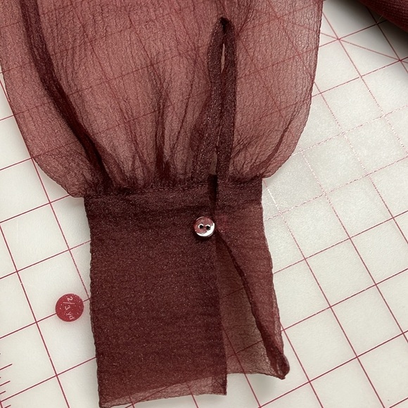 ZARA Bordeaux Organza High Bow Guest Party Blogger Favorite Knit Mini Dress SZ M - Picture 11 of 16